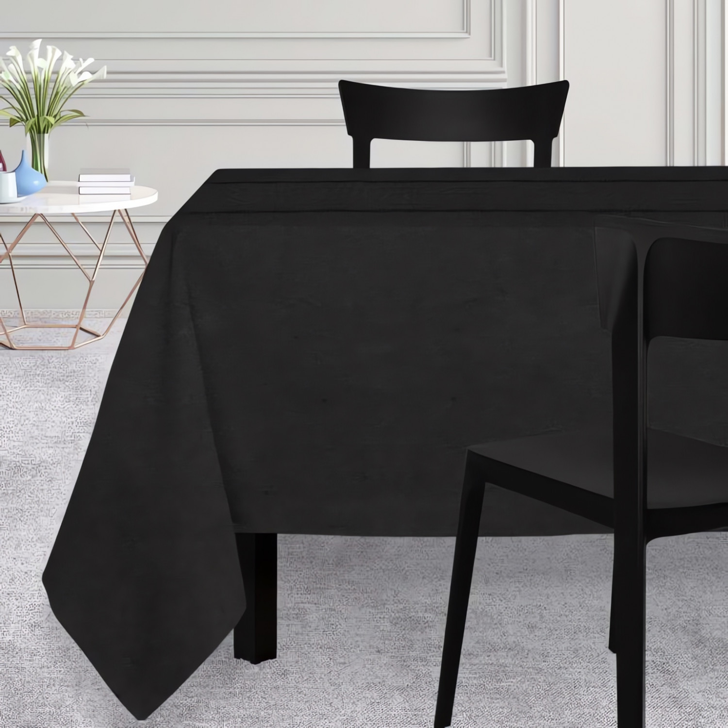 Nappe rectangle 150x250 cm VENISE noir, par Soleil d'Ocre