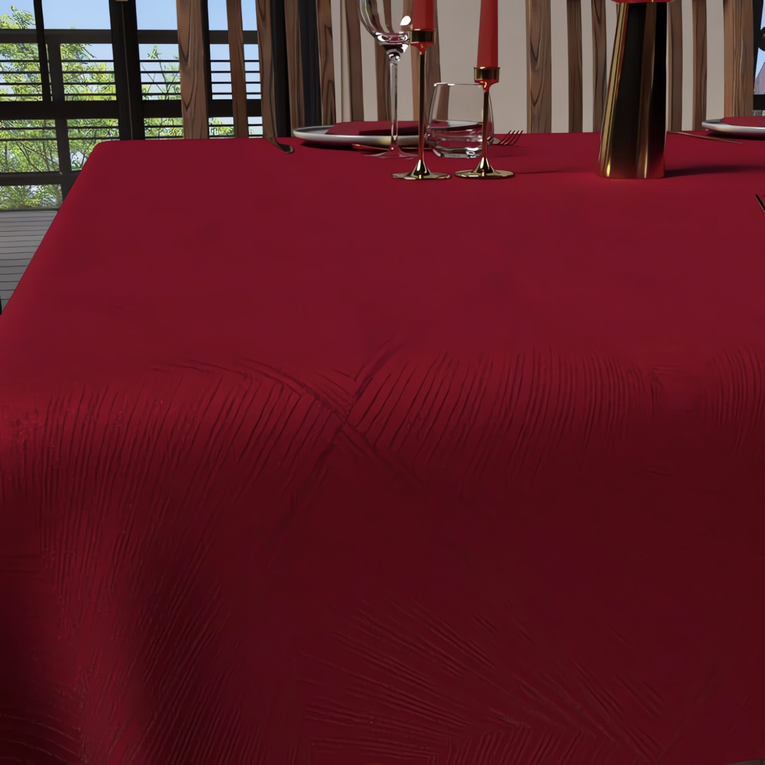 Nappe Antitache - Rosace Couleur Rouge Dimension 240x150cm (6/8