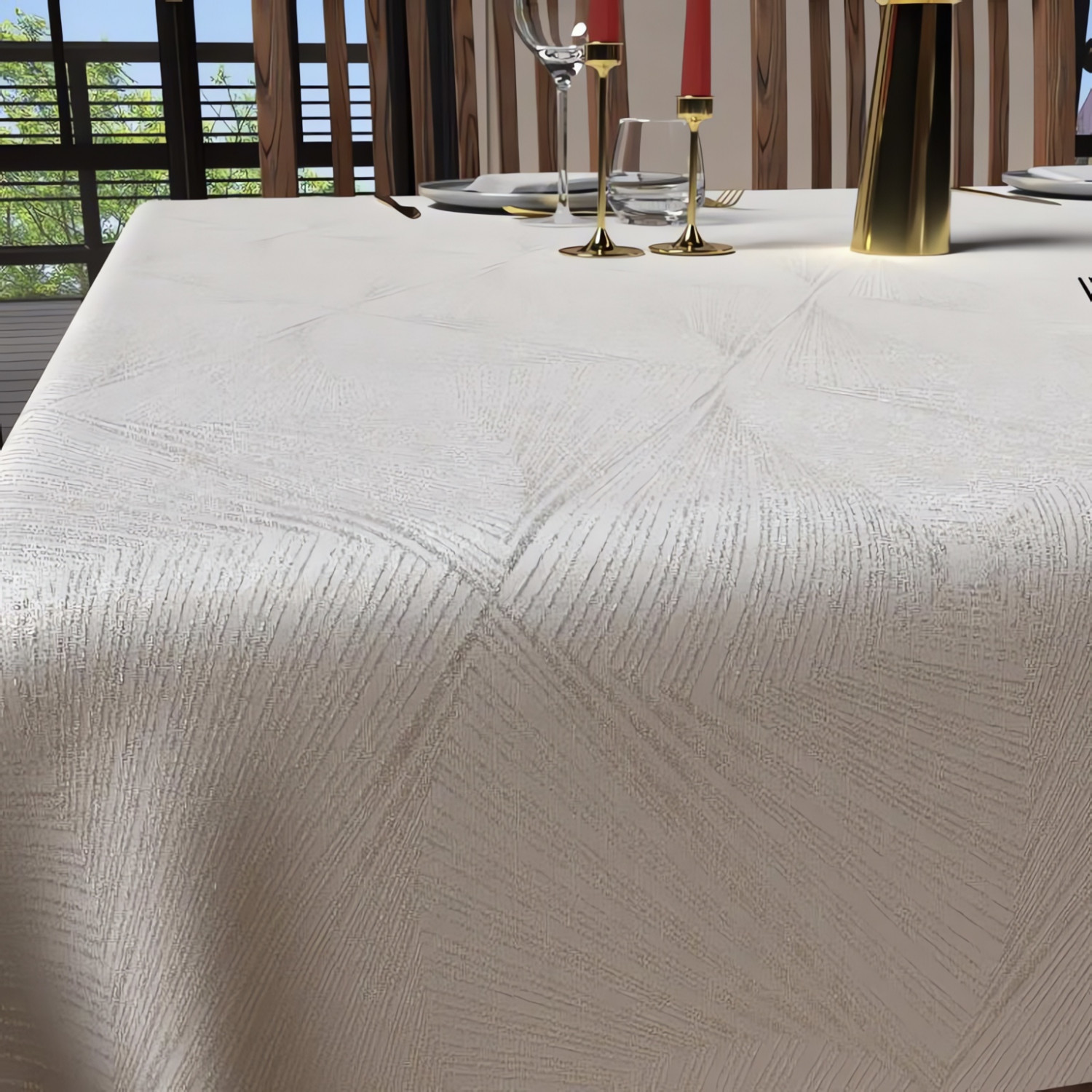 Nappe carrée anti-tâches 180x180 cm LUXURY blanc, par Soleil d'Ocre