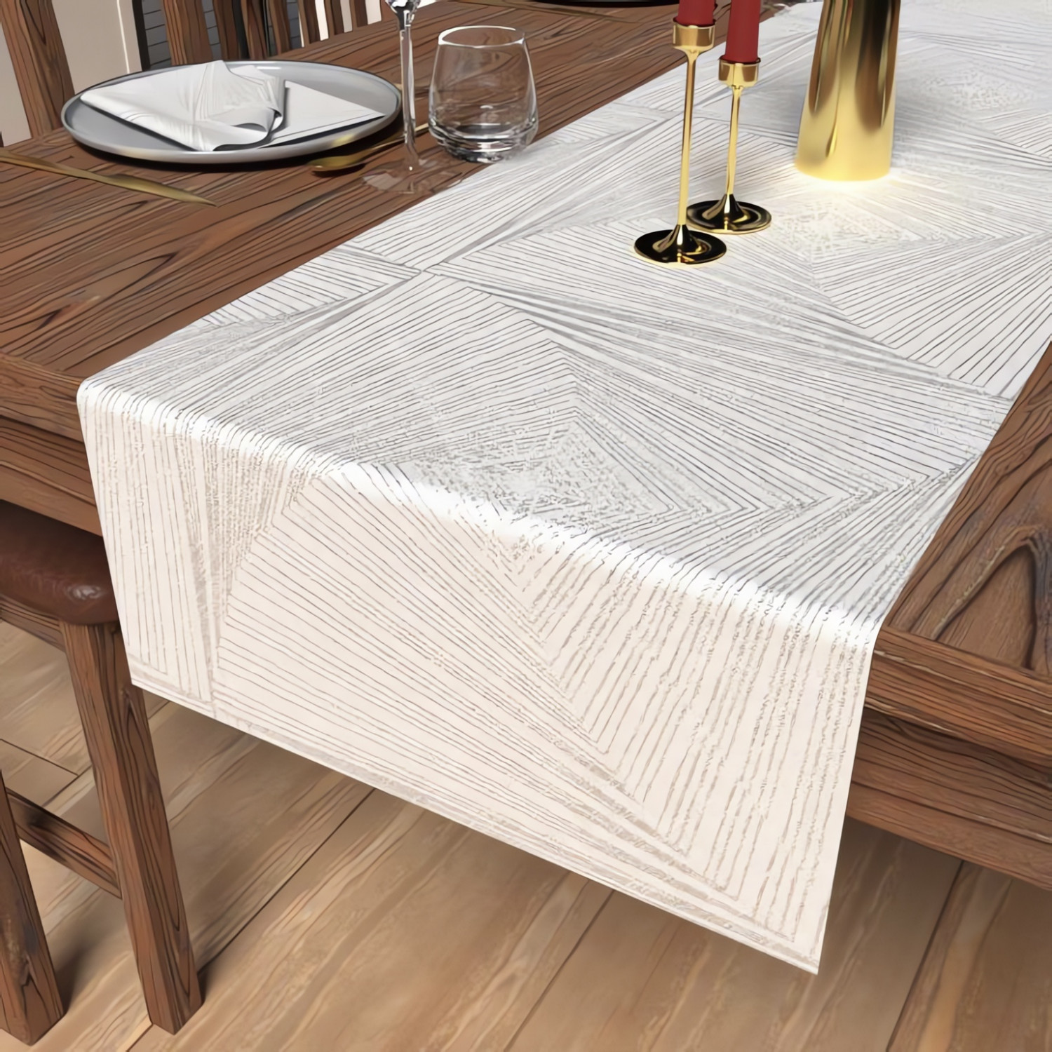 Chemin de table 40x180 cm LUXURY blanc, par Soleil d'Ocre