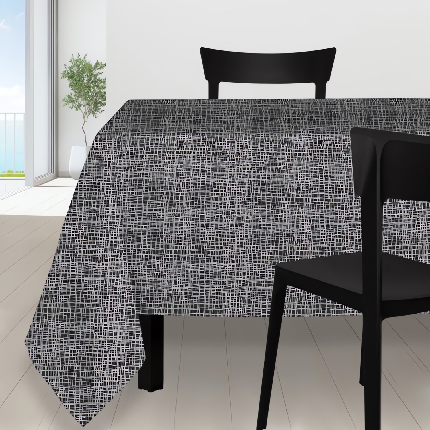 Nappe anti-tâches rectangle 150x300 cm GALAXY noir, par Soleil d'ocre