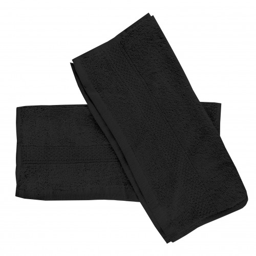 Lot de 2 serviettes invités en coton 500 gr/m2 30x40 cm LAGUNE noir, par  Soleil d'ocre