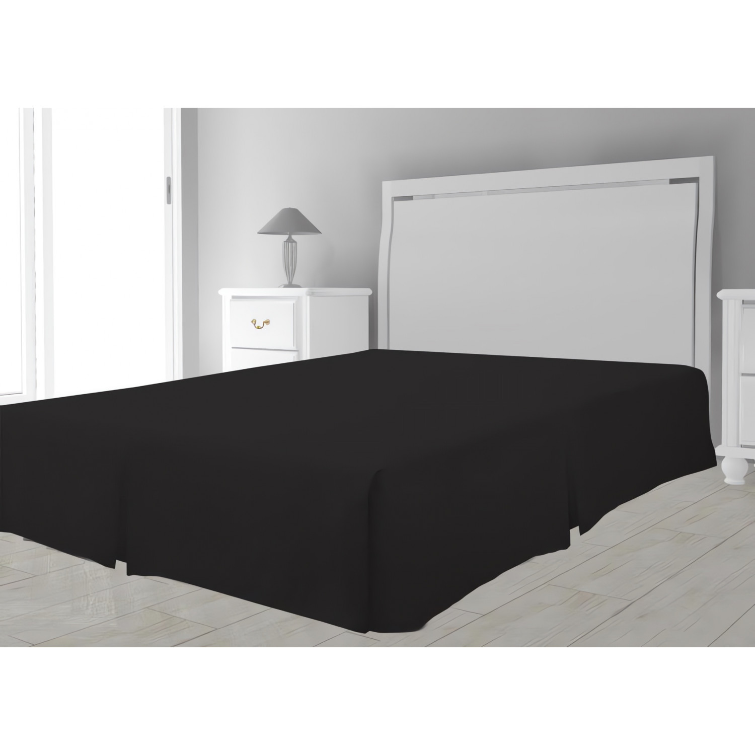 Cache sommier microfibre 140x190 cm noir