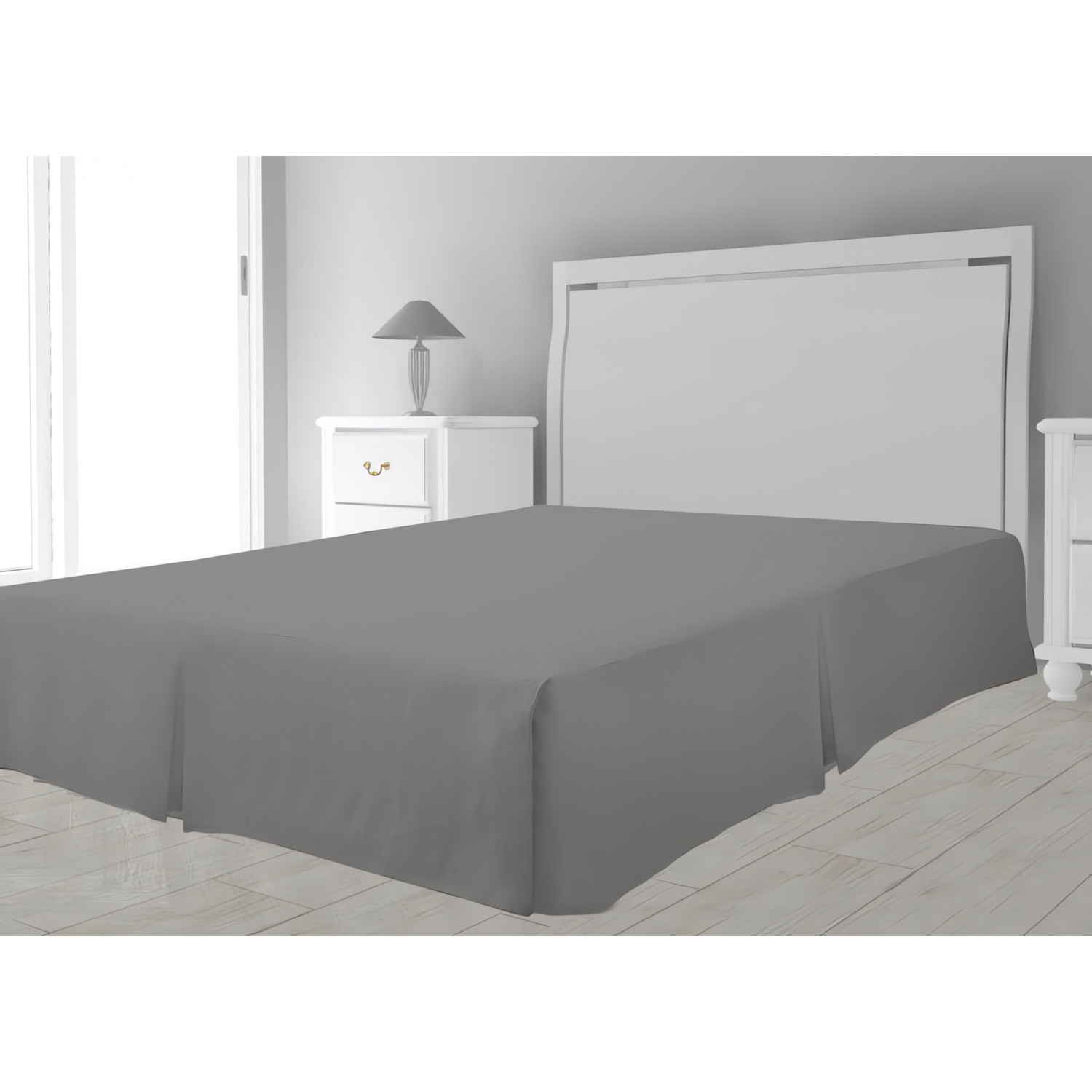 Cache sommier microfibre 160x200 cm gris