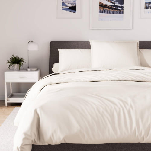 Housse de couette en polycoton 260x240 cm PERCALE lin, par Soleil d'ocre