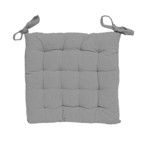 Dessus de chaise capitonné en coton 40x40x5 cm PANAMA gris, par Soleil d'Ocre