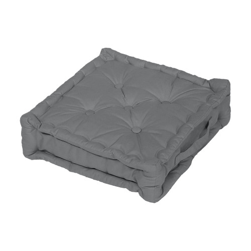 Coussin tapissier en coton 50x50x10 cm PANAMA gris, par Soleil d'Ocre