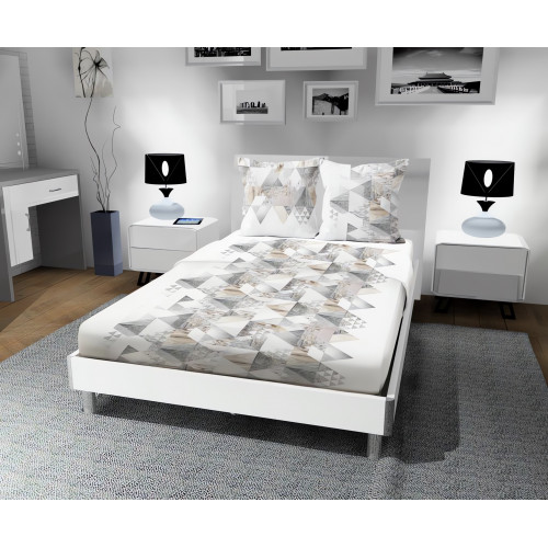 Drap plat en lin lavé 270x300 cm SONATE indigo, par Vent du Sud