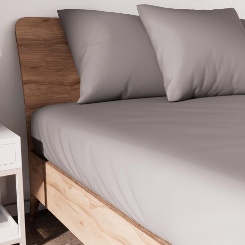 Drap housse en coton 90x190 cm JERSEY gris, par...