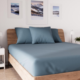 Drap housse en coton 90x190 cm JERSEY bleu canard, par...