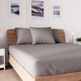 Drap housse en coton 140x190 cm JERSEY gris, par Soleil...
