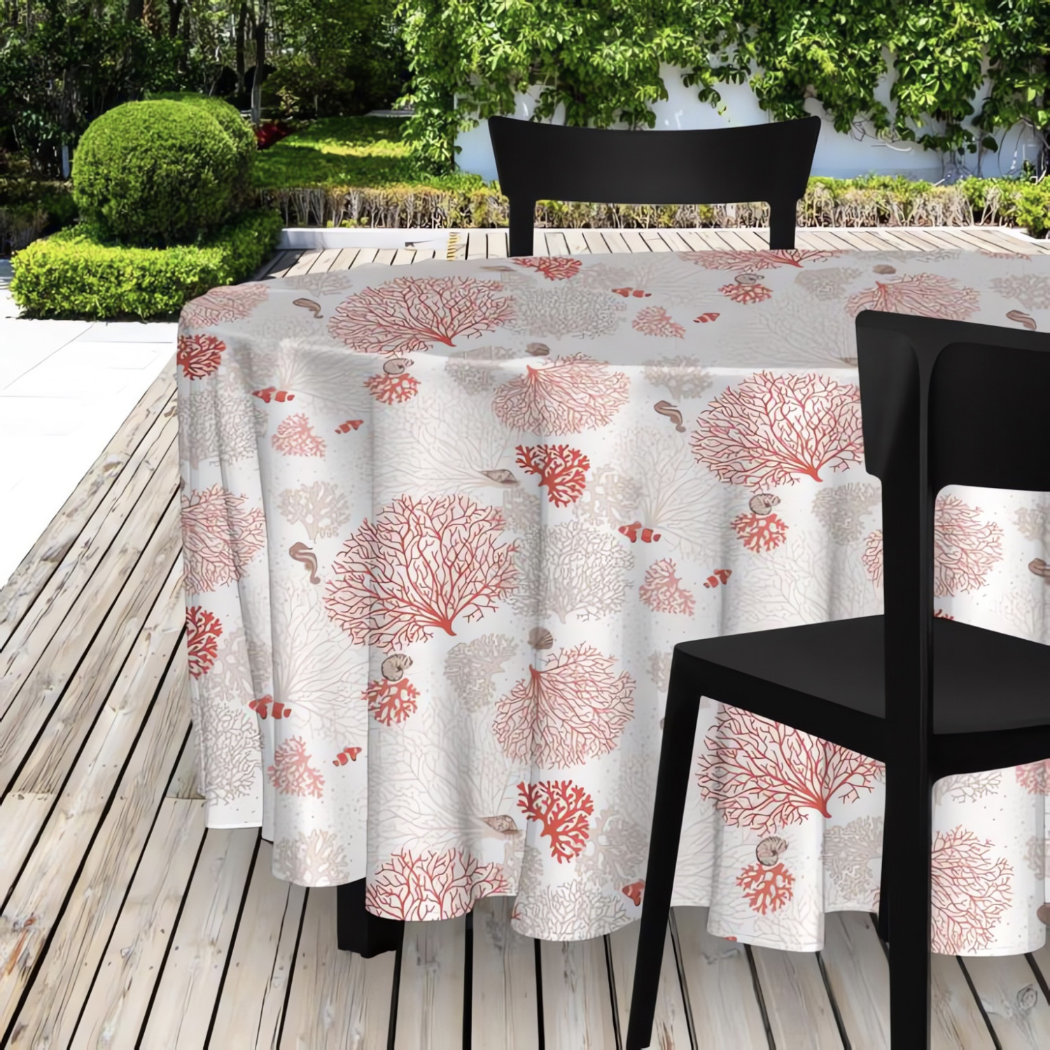 Nappe toile cirée ronde 160 cm CORAIL