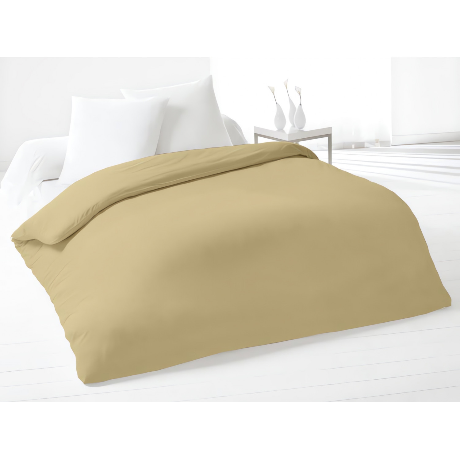 Housse de couette 220x240 cm coton uni beige