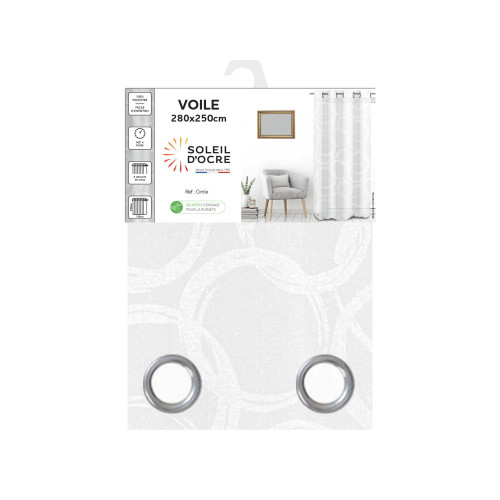 Voile à oeillets baie vitrée 280x250 CIRCLE,...