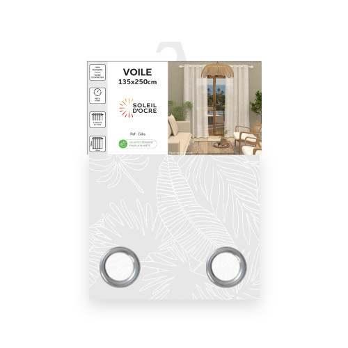 Voile à oeillets 135x250 cm CELIA blanc, par...