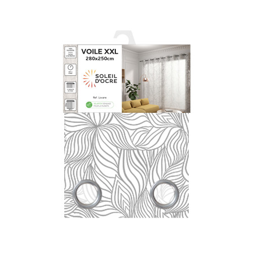 Voilage à oeillets spécial baie vitrée 280x250...