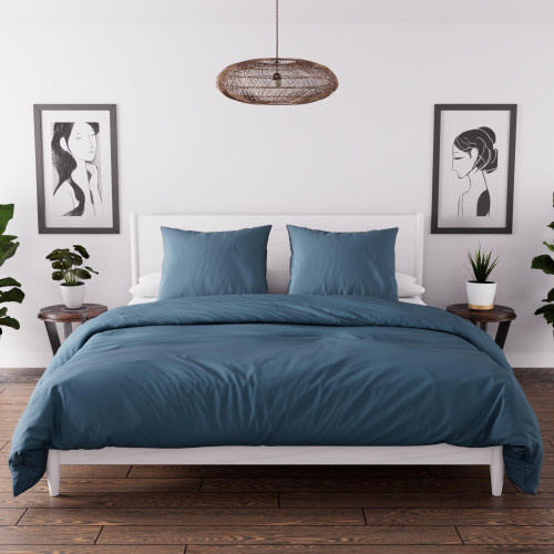 Ensemble couette et parure 7 Pièces BOHEME bleu...