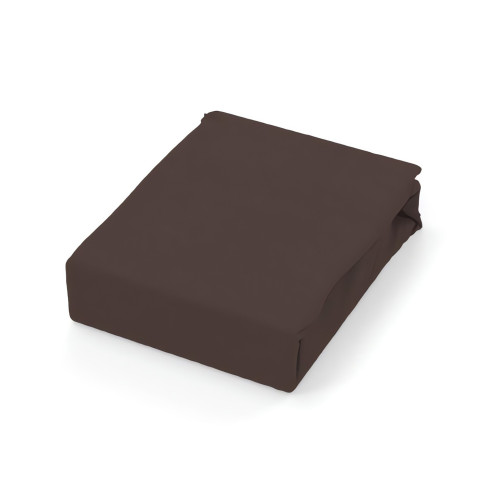 Drap plat en coton 57 fils 180x290 cm UNI brun,...