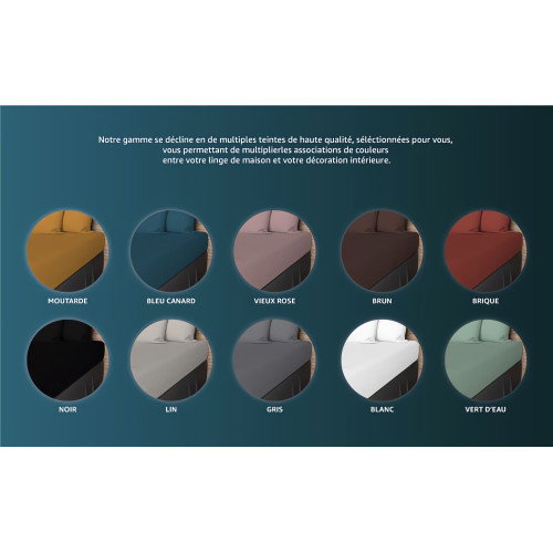 Drap plat en coton 57 fils 180x290 cm UNI brun,...