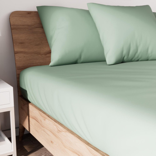 Drap housse en coton 140x190 cm JERSEY vert...