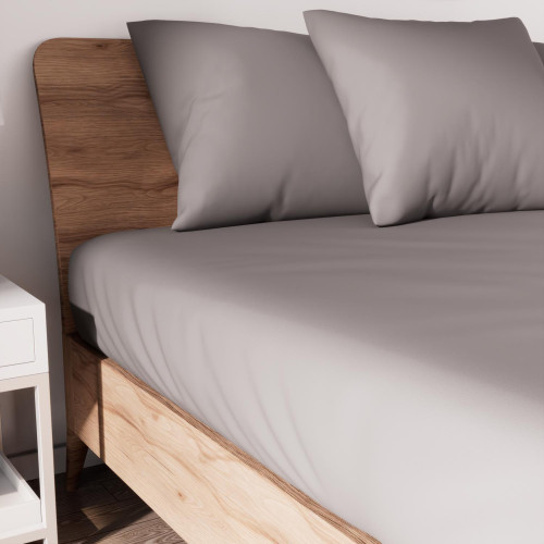 Drap housse en coton 160x200 cm JERSEY gris,...