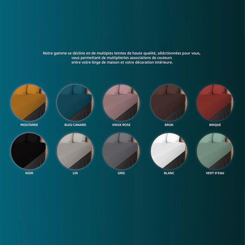 Drap housse en coton 160x200 cm JERSEY noir,...