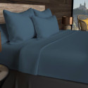 Drap housse en coton 57 fils 160x200 cm UNI bleu canard, par Soleil d'ocre